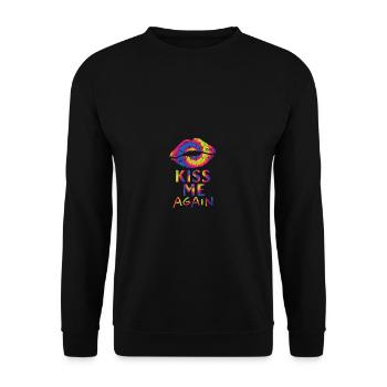 Farbstofflippen binden - küssen Sie mich wieder - Unisex Pullover - Schwarz - Vorne - Alina (178cm) & Michal (187cm)