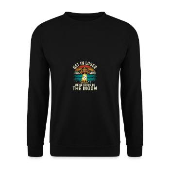 Holen Sie sich in Loser Bitcoin, wir gehen zum Moo - Unisex Pullover - Schwarz - Vorne - Alina (178cm) & Michal (187cm)