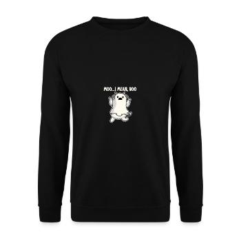 Ghost Cow Moo Ich meine Boo lustiges Zitat Kürbis - Unisex Pullover - Schwarz - Vorne - Alina (178cm) & Michal (187cm)