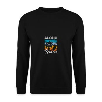 Citation Aloha Beach Hawaii Vintage Palm Beach - Sweat-shirt Unisexe - noir - Devant - Alina (178cm) & Michal (187cm)