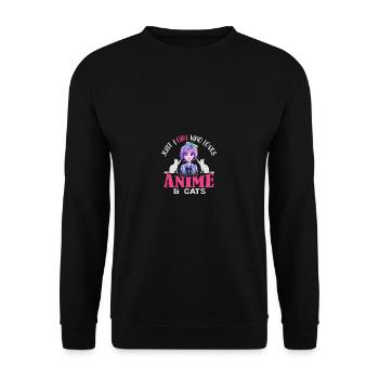Une fille qui anime' chats mignonne fille actuelle - Sweat-shirt Unisexe - noir - Devant - Alina (178cm) & Michal (187cm)