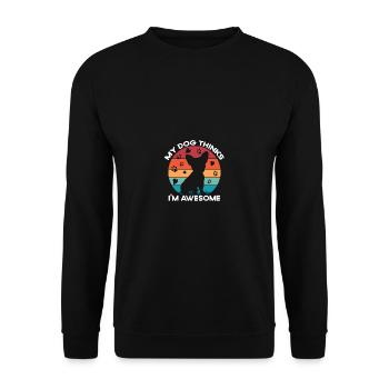 Mein Hund denkt, ich bin ein großartiger Retro -St - Unisex Pullover - Schwarz - Vorne - Alina (178cm) & Michal (187cm)