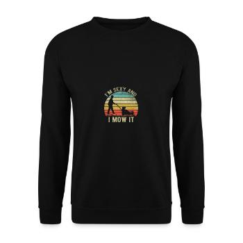 Je suis sexy et je tonds ça drôle Retro Grass Ra - Sweat-shirt Unisexe - noir - Devant - Alina (178cm) & Michal (187cm)