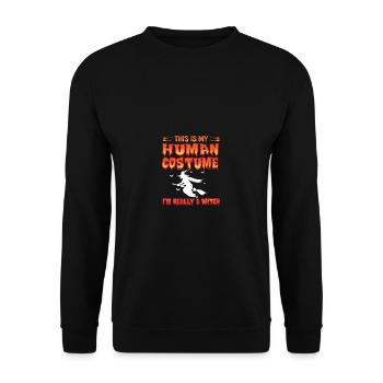 Citation drôle Halloween costume humain I b - Sweat-shirt Unisexe - noir - Devant - Alina (178cm) & Michal (187cm)
