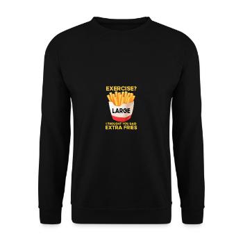 Lustiges Zitat großer französischer Pommes Fast Fo - Unisex Pullover - Schwarz - Vorne - Alina (178cm) & Michal (187cm)