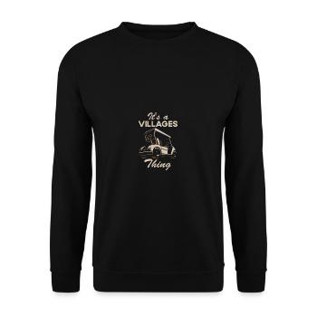 Golfwagen Es ist ein Dörfer, der Golfwagen Humor l - Unisex Pullover - Schwarz - Vorne - Alina (178cm) & Michal (187cm)