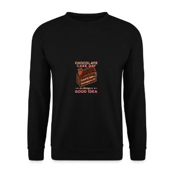 Schokoladenkuchentag ist immer eine gute Idee, Bäc - Unisex Pullover - Schwarz - Vorne - Alina (178cm) & Michal (187cm)