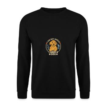 Hundeliebhaber lustiges Zitat Ich bin nicht Single - Unisex Pullover - Schwarz - Vorne - Alina (178cm) & Michal (187cm)