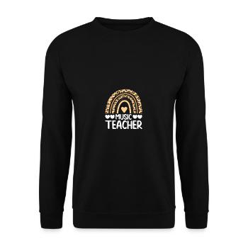 Süßer Regenbogen -Leopardenmusiklehrer - Unisex Pullover - Schwarz - Vorne - Alina (178cm) & Michal (187cm)