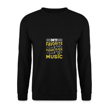 Ma cachette préférée est la musique - Sweat-shirt Unisexe - noir - Devant - Alina (178cm) & Michal (187cm)