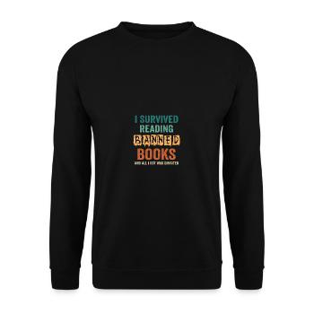 I survived reading forbidden books - Unisex Sweatshirt - black - Front - Alina (178cm) & Michal (187cm)