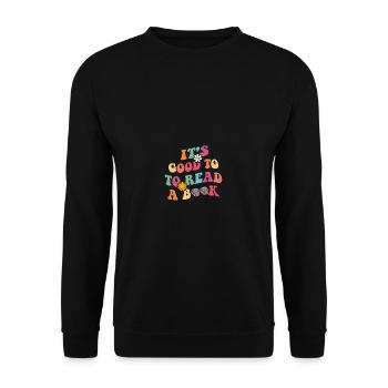Es ist ein guter Tag, um ein Buch zu lesen - Unisex Pullover - Schwarz - Vorne - Alina (178cm) & Michal (187cm)