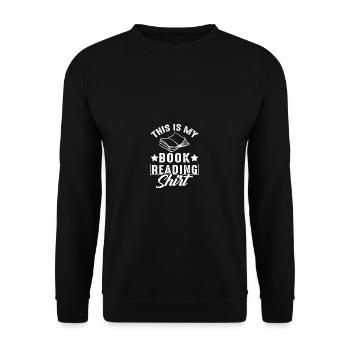Das ist mein Buch Reading Shirt - Unisex Pullover - Schwarz - Vorne - Alina (178cm) & Michal (187cm)