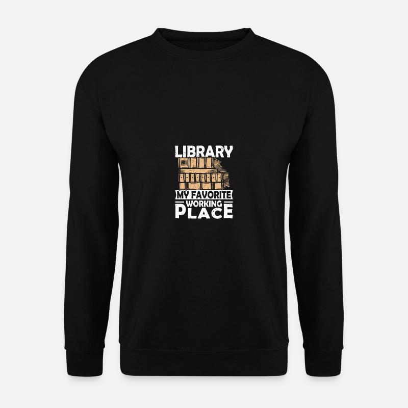 Bibliothek mein Lieblingsarbeitsplatz - Unisex Pullover - Schwarz