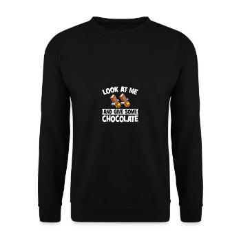 Regardez-moi et donnez du chocolat - Sweat-shirt Unisexe - noir - Devant - Alina (178cm) & Michal (187cm)