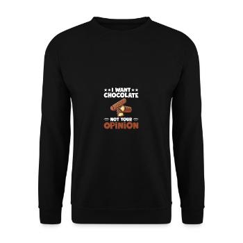 Je veux du chocolat, pas votre avis - Sweat-shirt Unisexe - noir - Devant - Alina (178cm) & Michal (187cm)