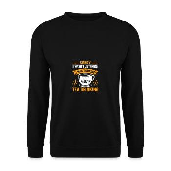 Sorry, I wasn't listening that I thought - Unisex Sweatshirt - black - Front - Alina (178cm) & Michal (187cm)