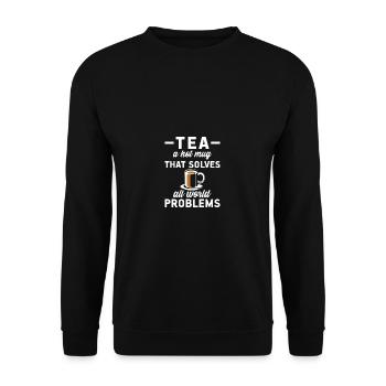 Le thé, une tasse chaude qui résout tous les problèmes du monde - Sweat-shirt Unisexe - noir - Devant - Alina (178cm) & Michal (187cm)