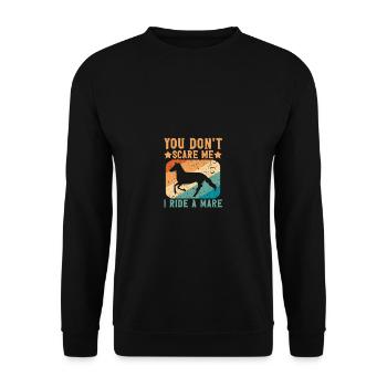 Du erschreckst mich nicht, ich fahre eine Stute - Unisex Pullover - Schwarz - Vorne - Alina (178cm) & Michal (187cm)