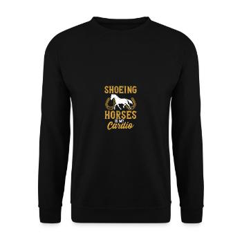 Schuhpferde ist mein Cardio - Unisex Pullover - Schwarz - Vorne - Alina (178cm) & Michal (187cm)