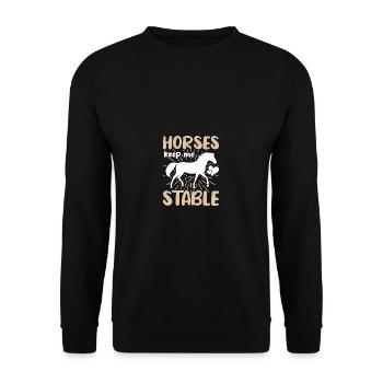 Pferde hält mich stabil - Unisex Pullover - Schwarz - Vorne - Alina (178cm) & Michal (187cm)