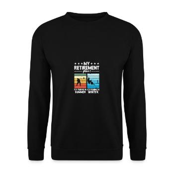 Fly fishing - Ice fishing pension scheme - Unisex Sweatshirt - black - Front - Alina (178cm) & Michal (187cm)