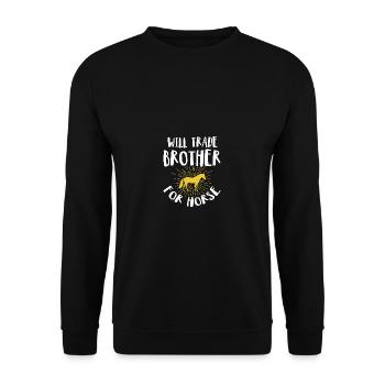 Wird Bruder gegen Pferd handeln - Unisex Pullover - Schwarz - Vorne - Alina (178cm) & Michal (187cm)