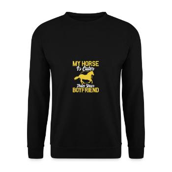 Mein Pferd ist niedlicher als dein Freund - Unisex Pullover - Schwarz - Vorne - Alina (178cm) & Michal (187cm)