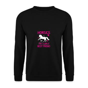 Pferde sind ein Mädchen bester Freund - Unisex Pullover - Schwarz - Vorne - Alina (178cm) & Michal (187cm)