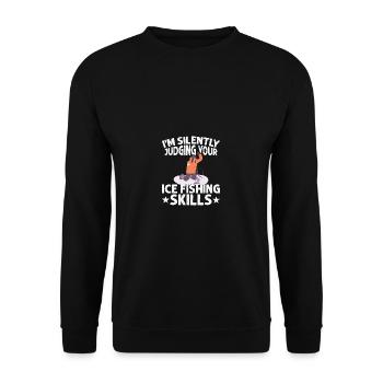 I assessed your ice fishing knowledge silently. - Unisex Sweatshirt - black - Front - Alina (178cm) & Michal (187cm)