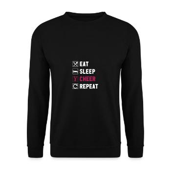 Essen Sie Schlafjubel wiederhole lustige Cheerlead - Unisex Pullover - Schwarz - Vorne - Alina (178cm) & Michal (187cm)