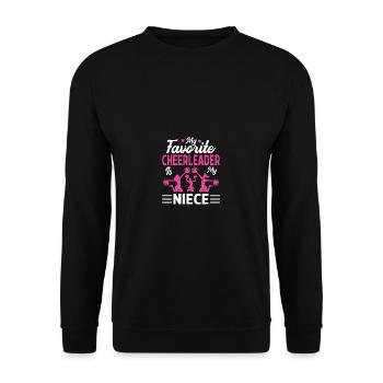 Meine Lieblings -Cheerleaderin ist meine Nichte - Unisex Pullover - Schwarz - Vorne - Alina (178cm) & Michal (187cm)
