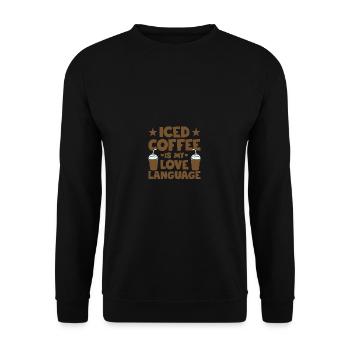 Iced Coffee ist meine Liebessprache - Unisex Pullover - Schwarz - Vorne - Alina (178cm) & Michal (187cm)