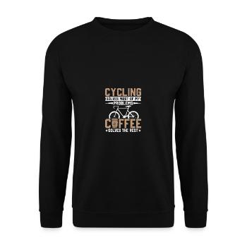 Cycling solves my problems, coffee solves the res - Unisex Sweatshirt - black - Front - Alina (178cm) & Michal (187cm)