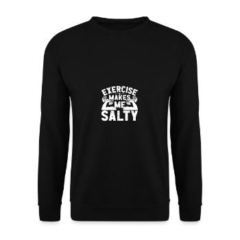 Bewegung macht mich salzig - Unisex Pullover - Schwarz - Vorne - Alina (178cm) & Michal (187cm)