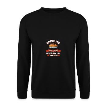 Apfelkuchen hält mein Leben zusammen Lustiges Gebä - Unisex Pullover - Schwarz - Vorne - Alina (178cm) & Michal (187cm)