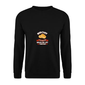 Biscuit hält mein Leben zusammen lustiger Cracker - Unisex Pullover - Schwarz - Vorne - Alina (178cm) & Michal (187cm)