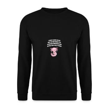Sieh ruhig aus, aber in meinem Kopf hat dich schon - Unisex Pullover - Schwarz - Vorne - Alina (178cm) & Michal (187cm)