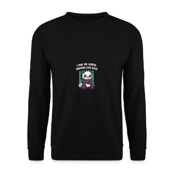 Ich renne auf Kaffeesarkasmus und Hunde lustiger i - Unisex Pullover - Schwarz - Vorne - Alina (178cm) & Michal (187cm)