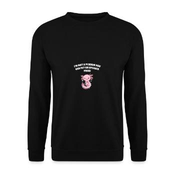 Keine Person, die Sie auf Lautsprecher -Telefon lu - Unisex Pullover - Schwarz - Vorne - Alina (178cm) & Michal (187cm)