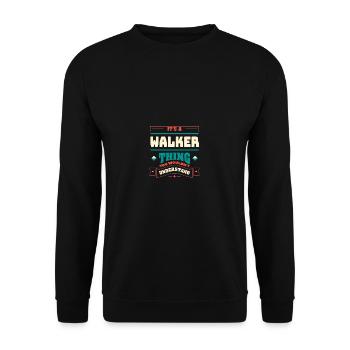 C’est un truc de marcheur, le nom de famille de la famille - Sweat-shirt Unisexe - noir - Devant - Alina (178cm) & Michal (187cm)