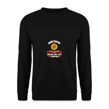 Nachos hält mein Leben zusammen lustiger mexikanis - Unisex Pullover - Schwarz - Vorne - Alina (178cm) & Michal (187cm)