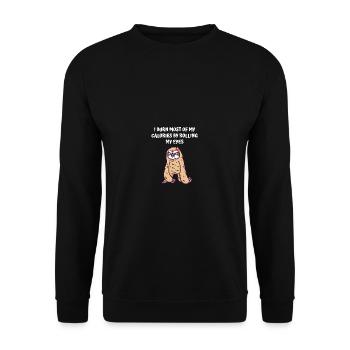 I burn most of my calories by - Unisex Sweatshirt - black - Front - Alina (178cm) & Michal (187cm)