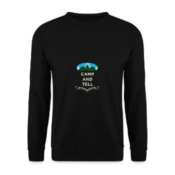 Camp und erzählen Sie Campingfreunde Camper Buddy - Unisex Pullover - Schwarz - Vorne - Alina (178cm) & Michal (187cm)