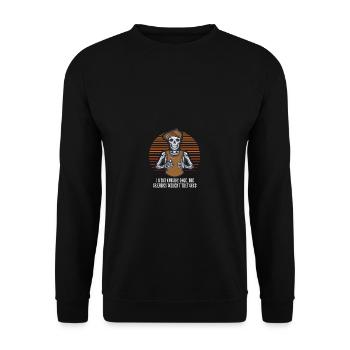 Ich ging außerhalb der Grafiken, die diesen guten - Unisex Pullover - Schwarz - Vorne - Alina (178cm) & Michal (187cm)