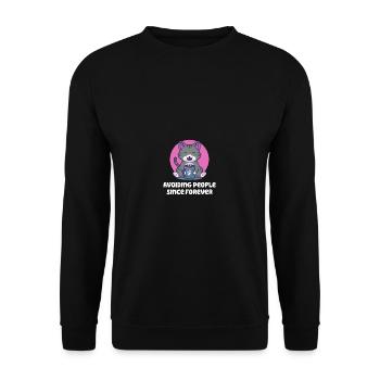 Menschen seit für immer introvertierte Sprüche aso - Unisex Pullover - Schwarz - Vorne - Alina (178cm) & Michal (187cm)