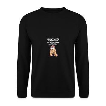 Je vais te mettre dans la valise, teste-moi ni - Sweat-shirt Unisexe - noir - Devant - Alina (178cm) & Michal (187cm)