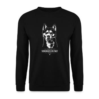 Siberian Husky Dad Hunde Hund Wilsigns - Unisex Pullover - Schwarz - Vorne - Alina (178cm) & Michal (187cm)