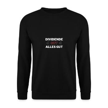 Dividende gut alles gut - Börsen Design - Unisex Pullover - Schwarz - Vorne - Alina (178cm) & Michal (187cm)