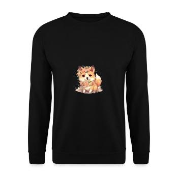 Chienne japonaise Shiba Inu, fille avec couronne - Sweat-shirt Unisexe - noir - Devant - Alina (178cm) & Michal (187cm)